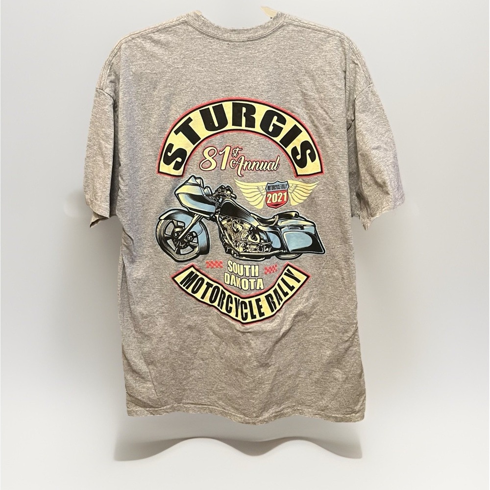 Sturgis 81st Annual Motorcycle Rally 2021 T-Shirt Grey XL Biker South Dakota